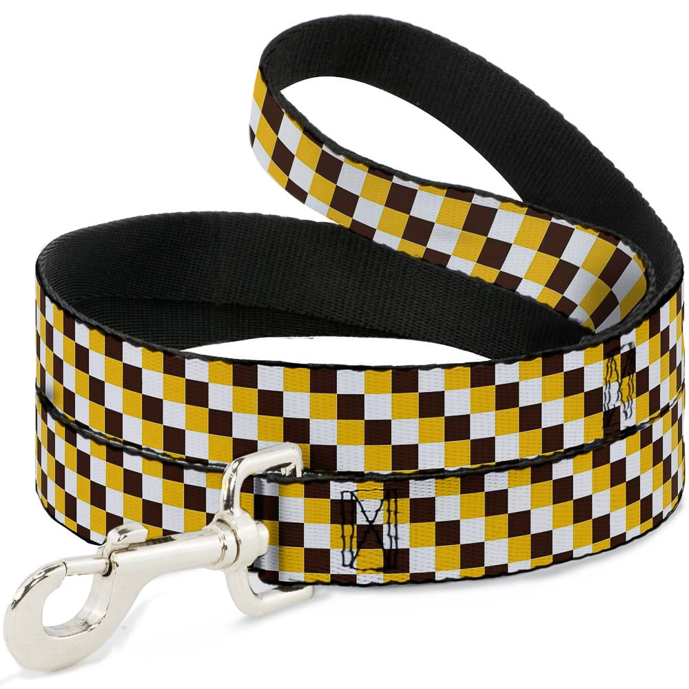 Buckle-Down Pet Leash, Dog Leash, Checker White Gold Brown, 6 Feet Long 1.0 Inch Wide