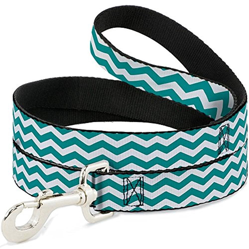 Buckle-Down Pet Leash, Dog Leash, Chevron Stripe White Teal, 6 Feet Long 1.0 Inch Wide