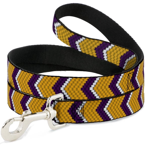 Buckle-Down Pet Leash, Dog Leash, Chevron Weave Gold Purple White, 4 Feet Long 1.0 Inch Wide