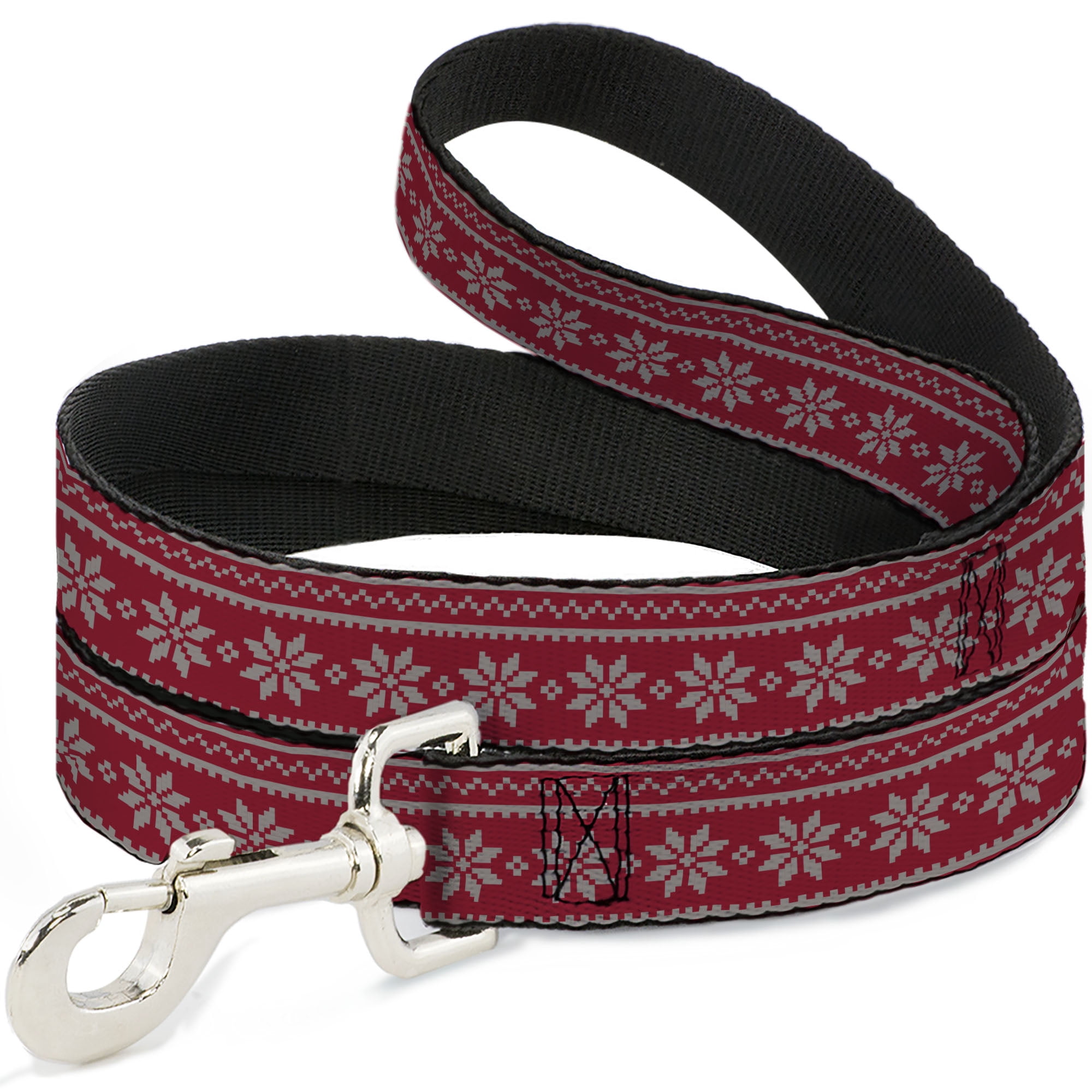 Buckle-Down Pet Leash, Dog Leash, Christmas Holiday Fair Isle Stitch Pattern Red White, 6 Feet Long 1.0 Inch Wide