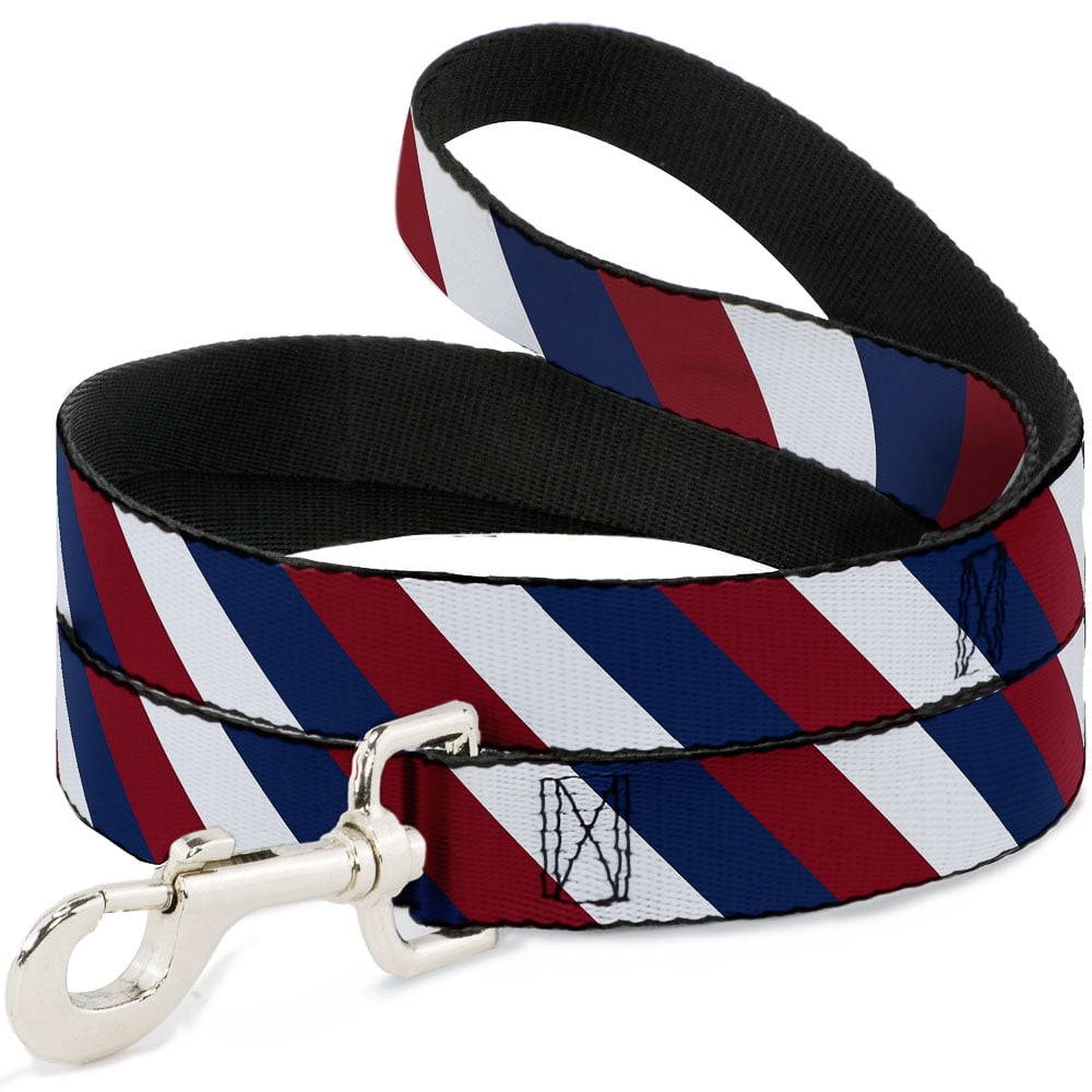 Buckle-Down Pet Leash, Dog Leash, Diagonal Stripe Red White Navy, 6 Feet Long 1.0 Inch Wide