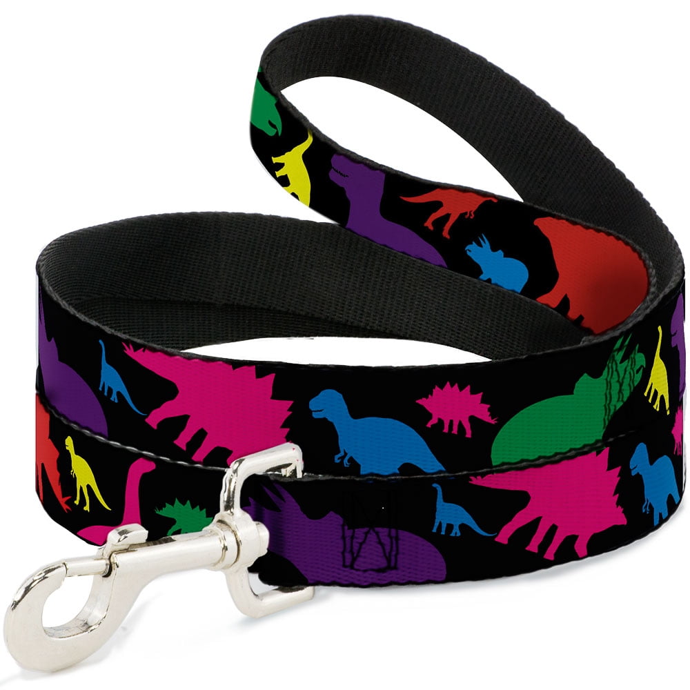 Buckle-Down Pet Leash, Dog Leash, Dinosaur Silhouette Black Multi Color, 6 Feet Long 1.0 Inch Wide