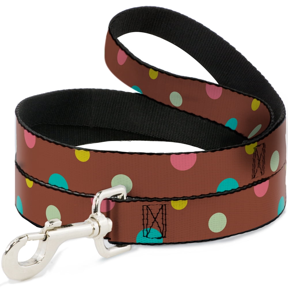 Buckle-Down Pet Leash, Dog Leash, Dots Brown Multi Pastel, 6 Feet Long 1.0 Inch Wide