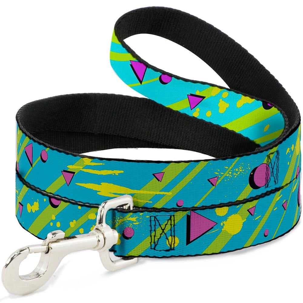 Buckle-Down Pet Leash, Dog Leash, Eighties Party Blue Yellow Pink, 6 Feet Long 1.0 Inch Wide