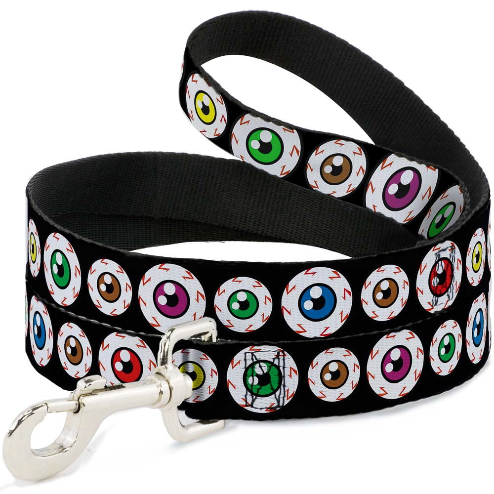 Buckle-Down Pet Leash, Dog Leash, Eyeballs Black Multi Color, 6 Feet Long 1.0 Inch Wide