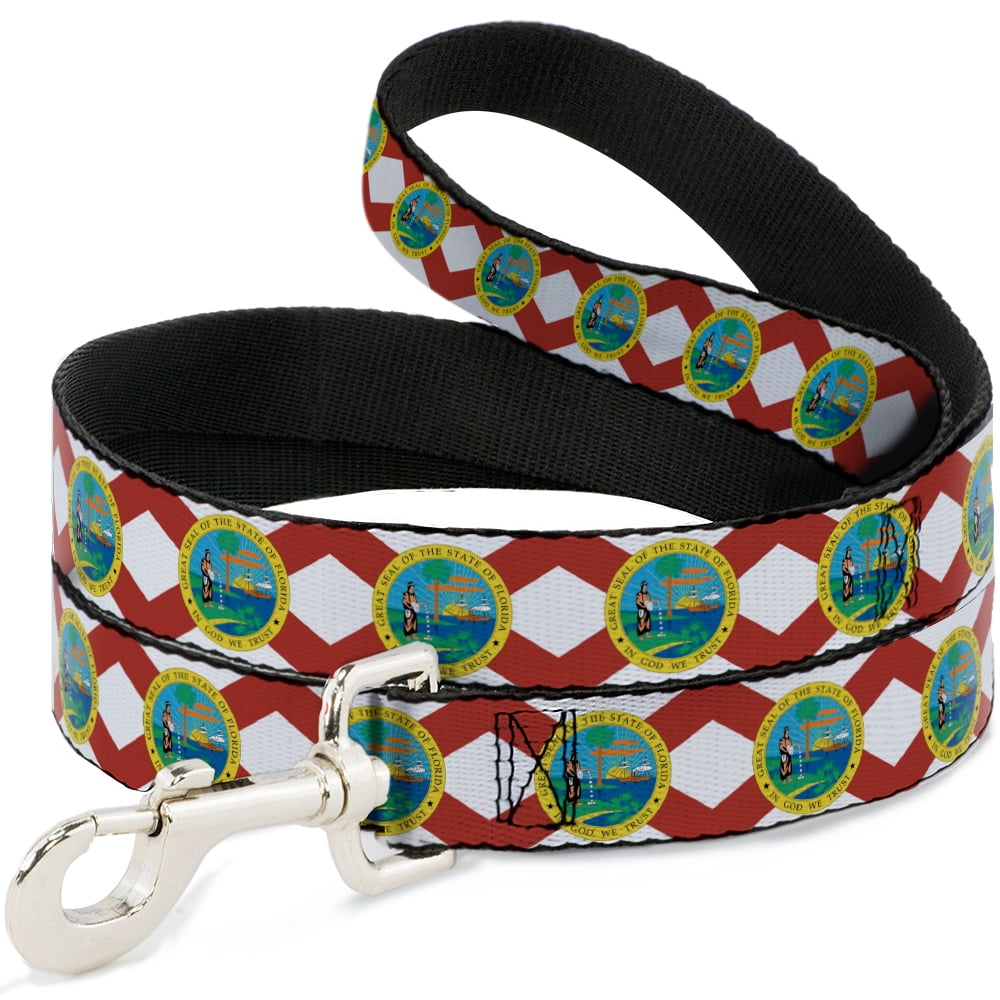 Buckle-Down Pet Leash, Dog Leash, Florida Flag Continuous, 6 Feet Long 1.0 Inch Wide