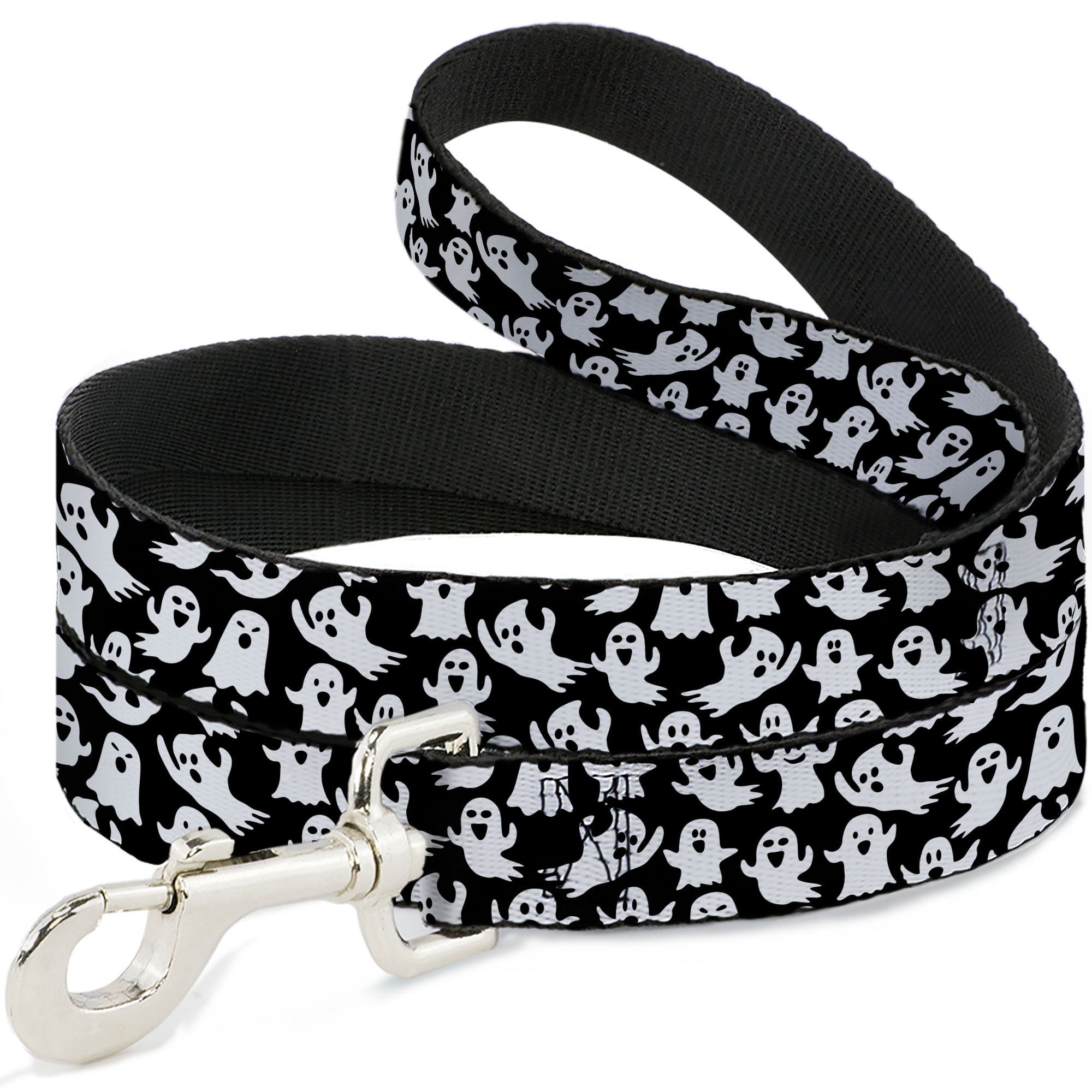 Buckle-Down Pet Leash, Dog Leash, Ghosts Poses Scattered Black White, 6 Feet Long 1.0 Inch Wide