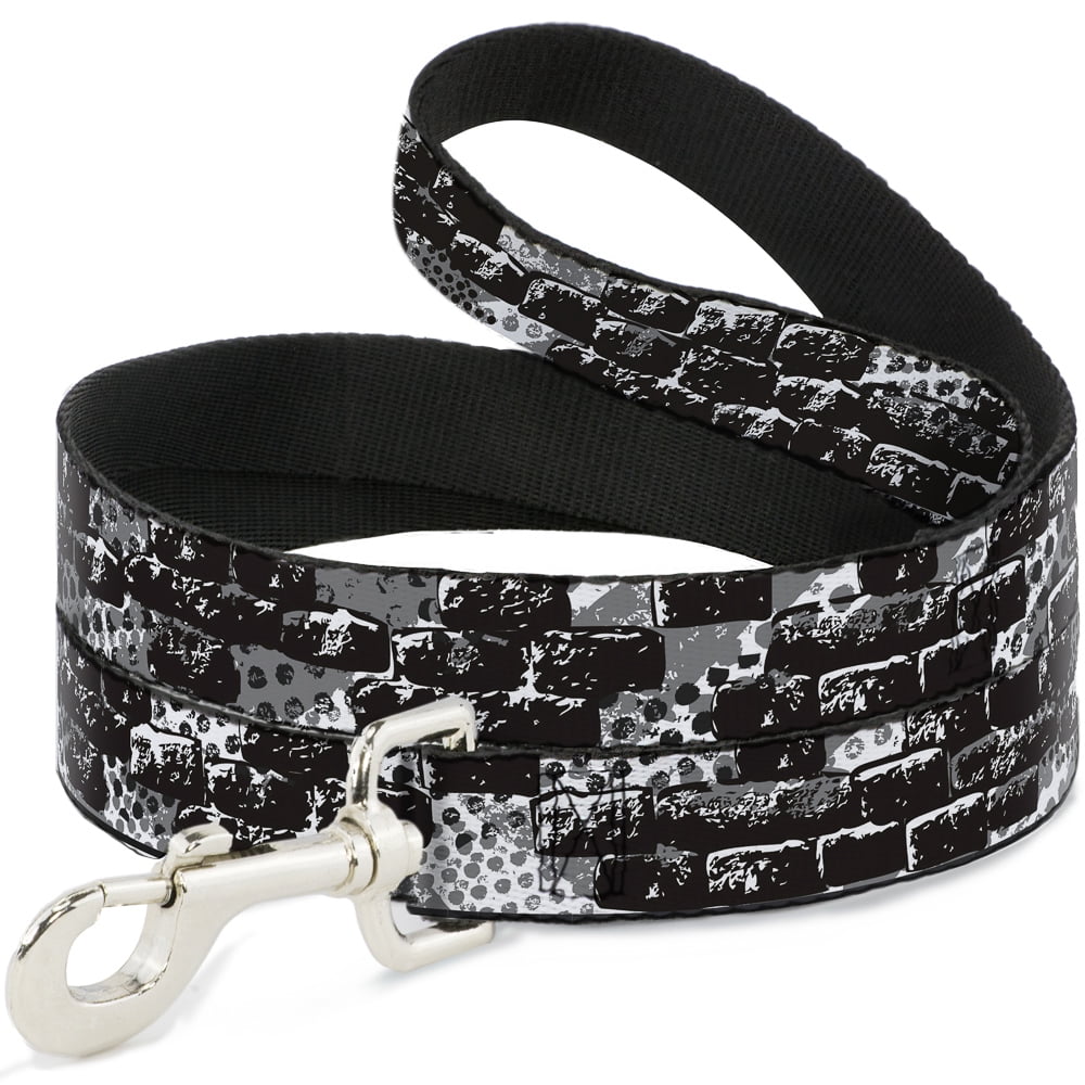 Buckle-Down Pet Leash, Dog Leash, Grunge Bricks Black White, 6 Feet Long 1.0 Inch Wide