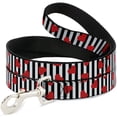 thumbnail image 1 of Buckle-Down Pet Leash, Dog Leash, Hearts Scattered Stripe White Black Red, 6 Feet Long 1.0 Inch Wide, 1 of 6
