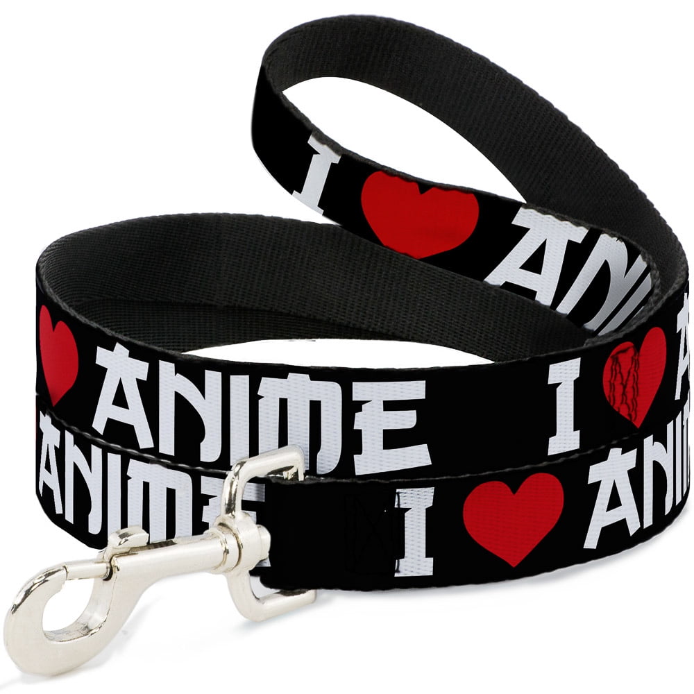 Buckle-Down Pet Leash, Dog Leash, I Heart Anime Bold Black White Red, 6 Feet Long 1.0 Inch Wide