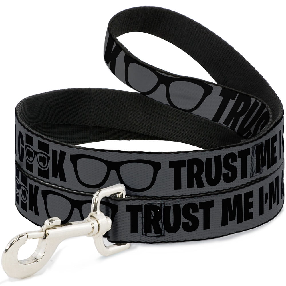 Buckle-Down Pet Leash, Dog Leash, Im A Geek Glasses Gray Black, 6 Feet Long 1.0 Inch Wide