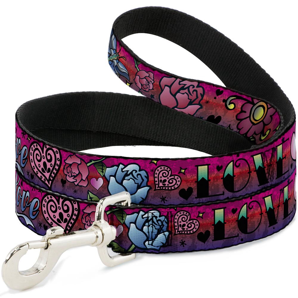 Buckle-Down Pet Leash, Dog Leash, Love Love Pink, 6 Feet Long 1.0 Inch Wide
