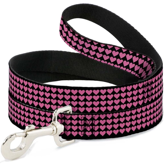Buckle-Down Pet Leash, Dog Leash, Mini Hearts Black Pink, 4 Feet Long 1.0 Inch Wide