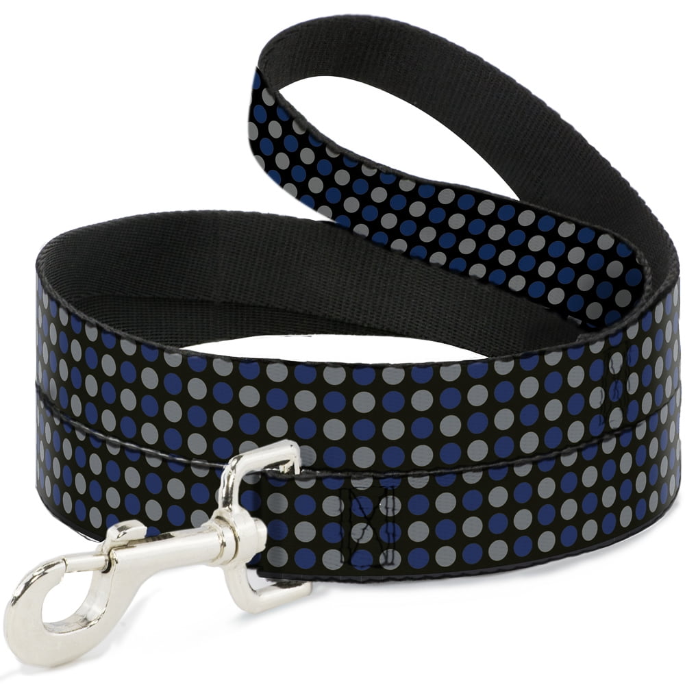 Buckle-Down Pet Leash, Dog Leash, Mini Polka Dots Black Blue Gray, 6 Feet Long 1.0 Inch Wide