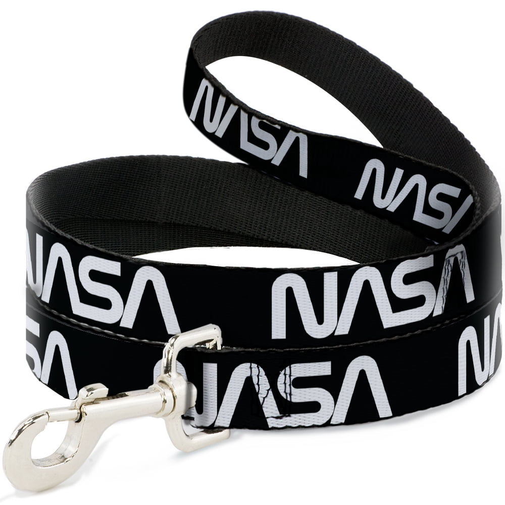 Buckle-Down Pet Leash, Dog Leash, NASA Text Black White, 6 Feet Long 1.0 Inch Wide