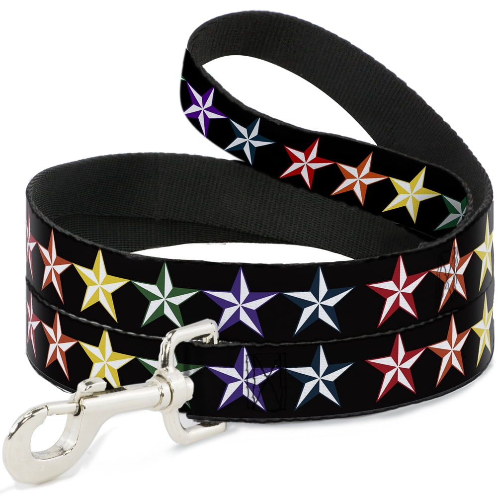 Buckle-Down Pet Leash, Dog Leash, Nautical Star Black Multi Color, 6 Feet Long 1.0 Inch Wide