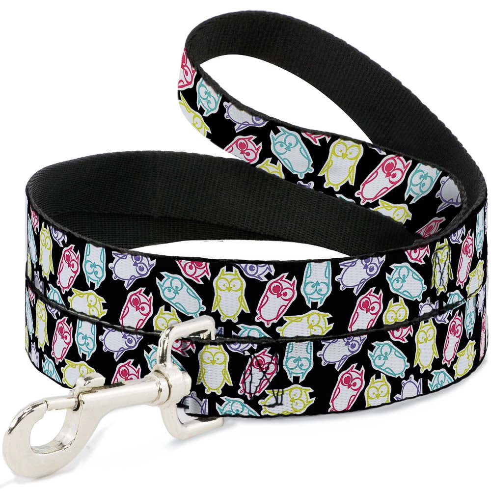 Buckle-Down Pet Leash, Dog Leash, Owl Sketch Black White Multi Color, 6 Feet Long 1.0 Inch Wide
