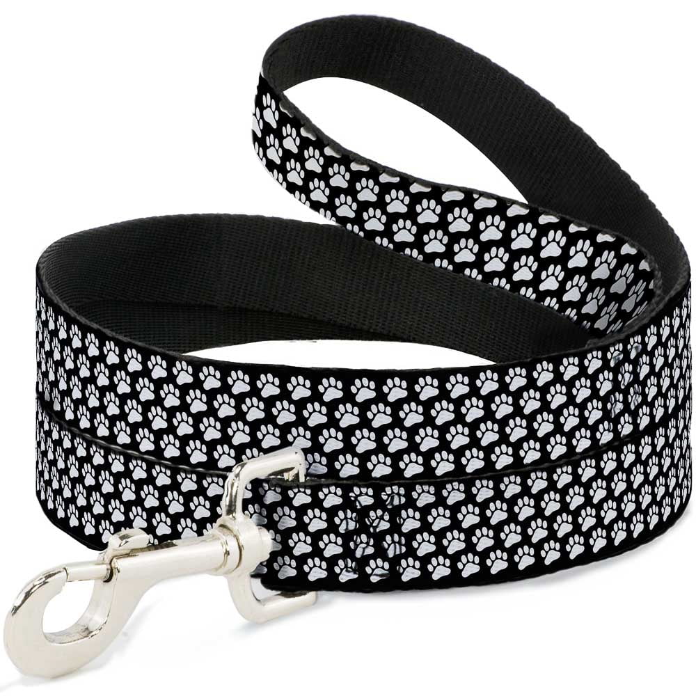 Buckle-Down Pet Leash, Dog Leash, Paw Print Black White, 6 Feet Long 1.0 Inch Wide