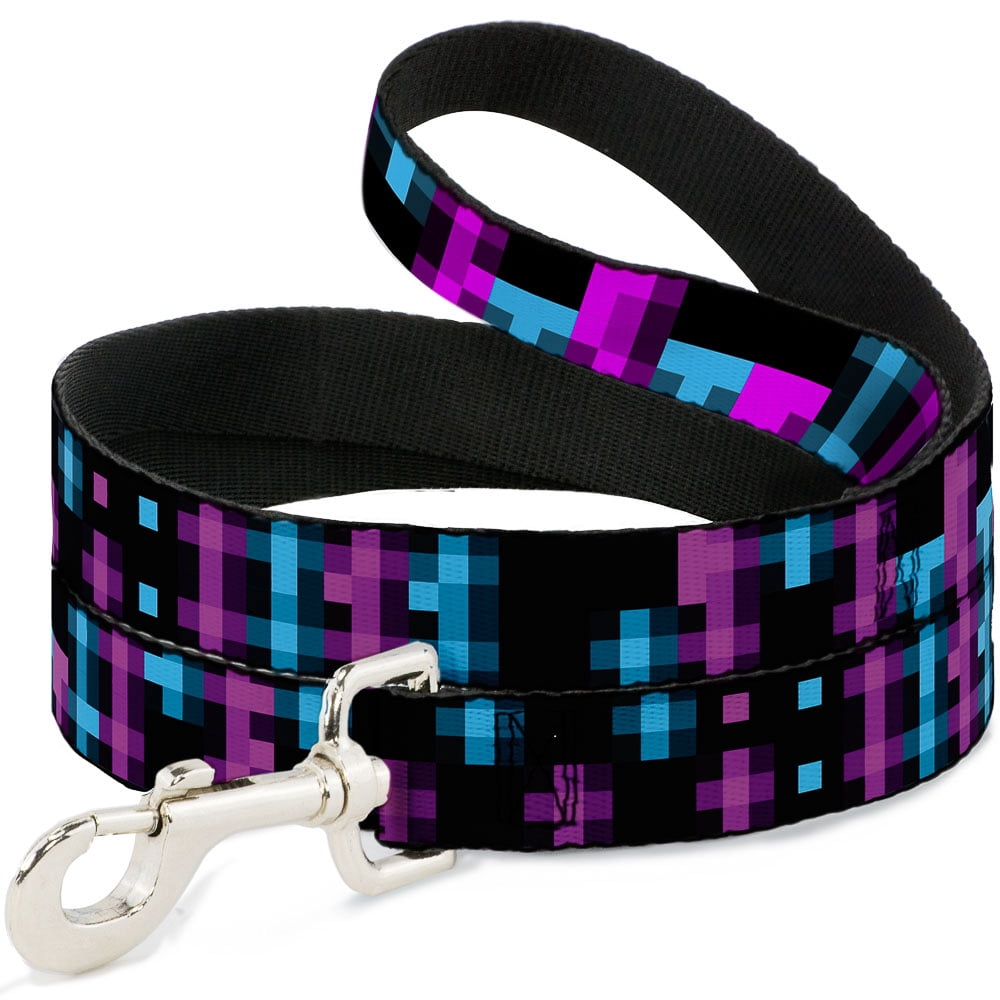 Buckle-Down Pet Leash, Dog Leash, Pixilated Checker Black Fuchsia Turquoise, 6 Feet Long 1.0 Inch Wide