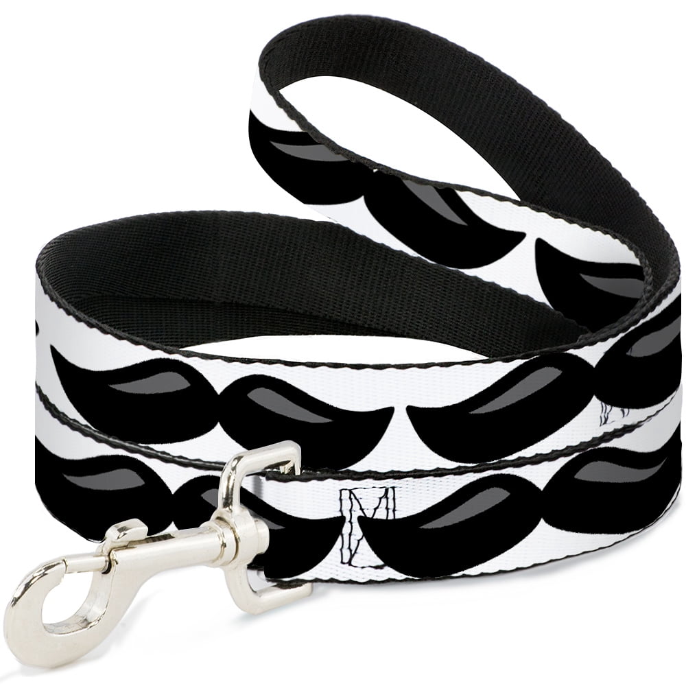 Buckle-Down Pet Leash, Dog Leash, Plastic Mustache White Black, 6 Feet Long 1.0 Inch Wide