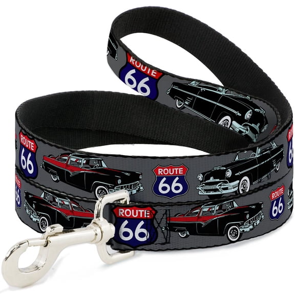 Buckle-Down Pet Leash, Dog Leash, Route 66 Classics Gray, 4 Feet Long 1.0 Inch Wide