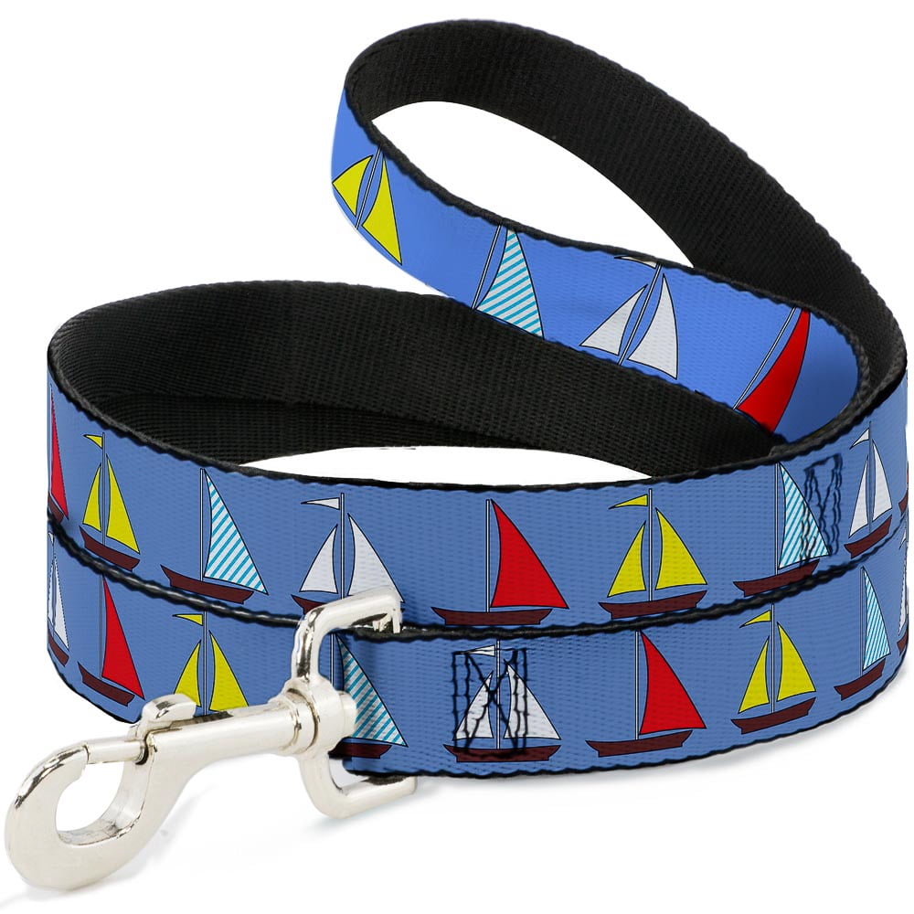 Buckle-Down Pet Leash, Dog Leash, Sailboats Blue, 6 Feet Long 1.0 Inch Wide