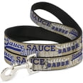 thumbnail image 1 of Buckle-Down Pet Leash, Dog Leash, Sauce Typography Collage Tan White Blue, 4 Feet Long 1.0 Inch Wide, 1 of 6