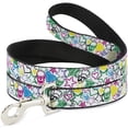 thumbnail image 1 of Buckle-Down Pet Leash, Dog Leash, Sketch Skull Star Heart White Multi Color, 4 Feet Long 1.0 Inch Wide, 1 of 3