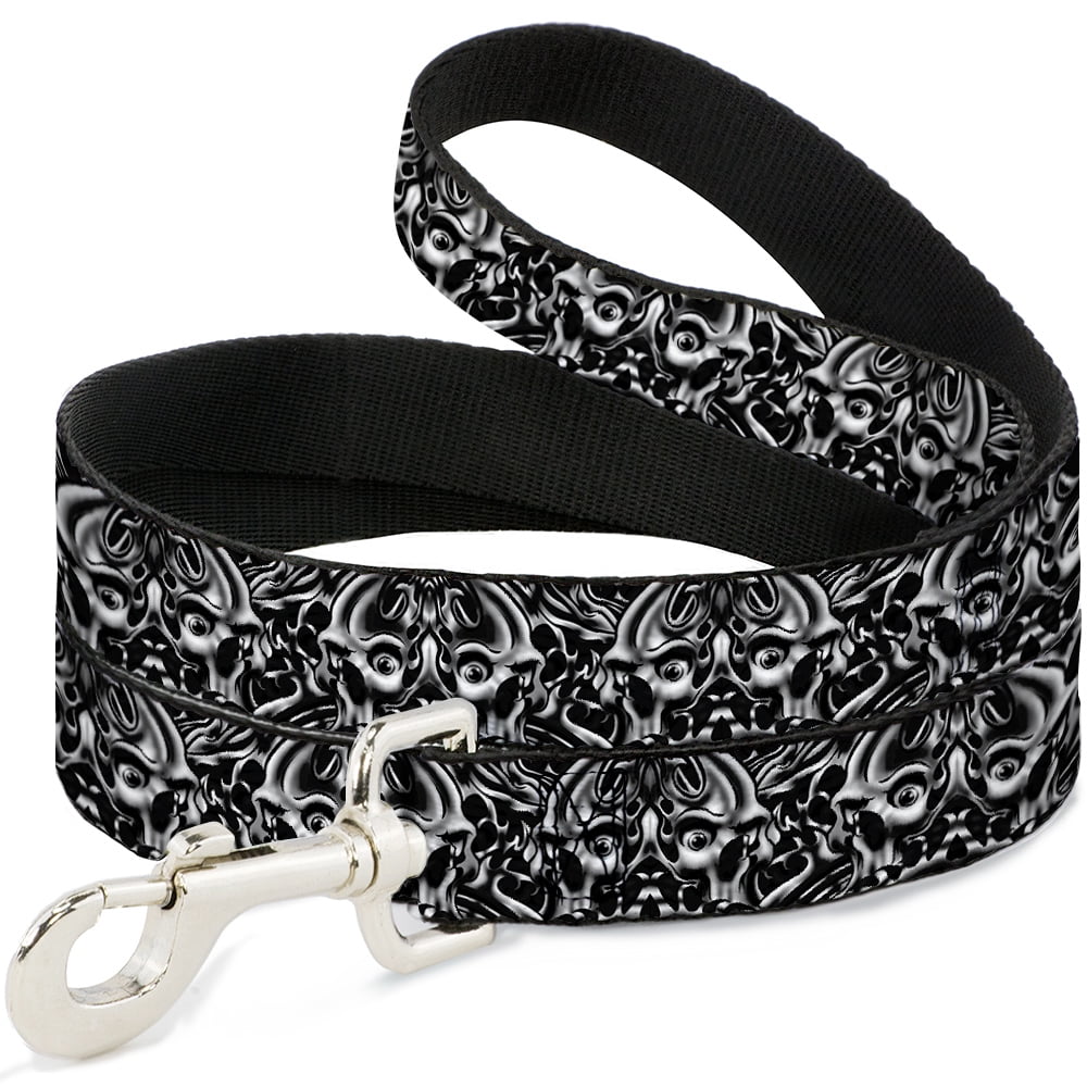 Buckle-Down Pet Leash, Dog Leash, Sleeve Skulls Black Gray, 6 Feet Long 1.0 Inch Wide