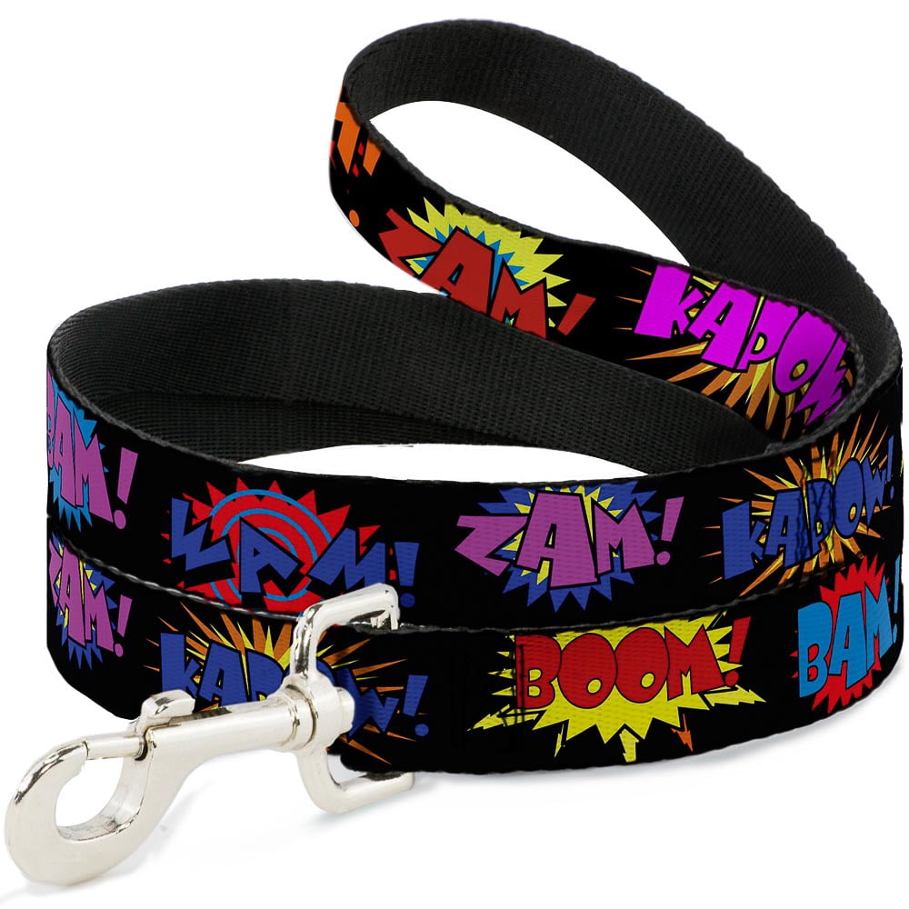 Buckle-Down Pet Leash, Dog Leash, Sound Effects Black Multi Color, 6 Feet Long 1.0 Inch Wide