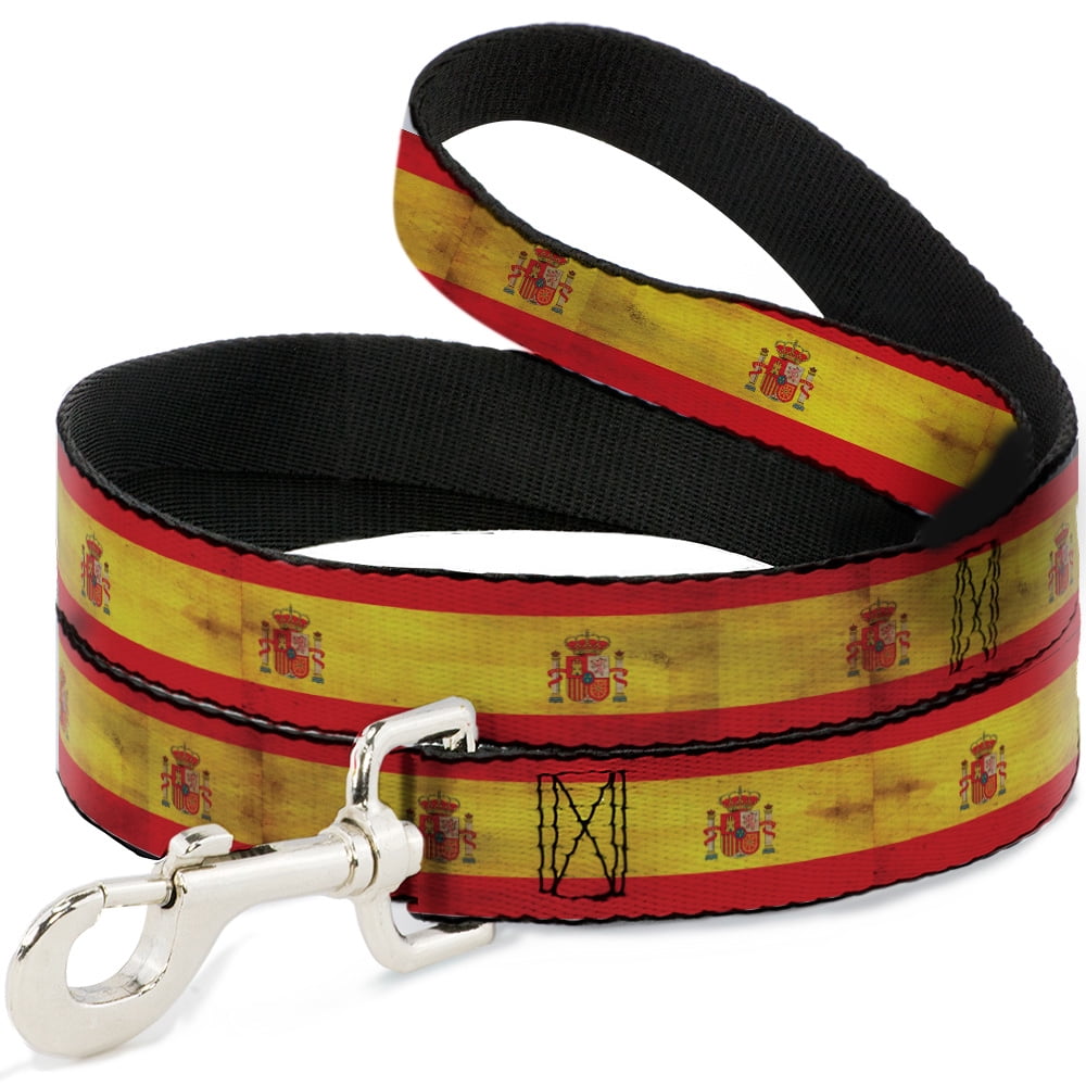 Buckle-Down Pet Leash, Dog Leash, Spain Flag Continuous Vintage, 6 Feet Long 1.0 Inch Wide