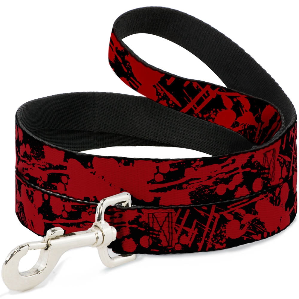 Buckle-Down Pet Leash, Dog Leash, Splatter Black Red, 6 Feet Long 1.0 Inch Wide