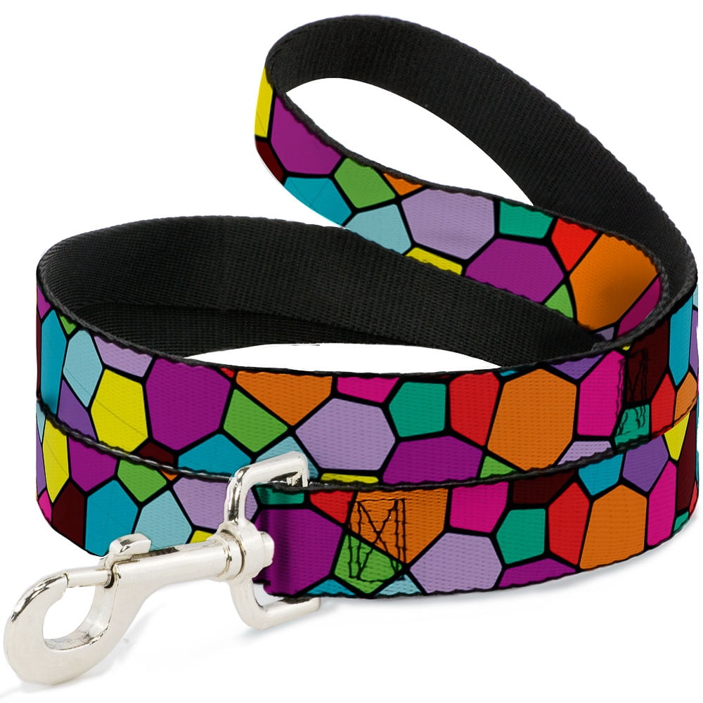 Buckle-Down Pet Leash, Dog Leash, Stained Glass Mosaic Multi Color Navy, 6 Feet Long 1.0 Inch Wide
