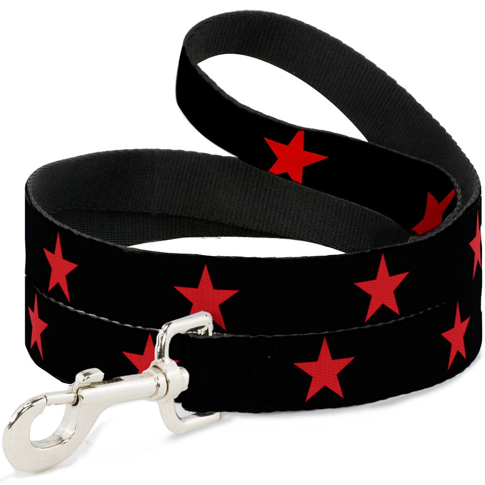 Buckle-Down Pet Leash, Dog Leash, Star Black Red, 6 Feet Long 1.0 Inch Wide