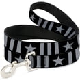 thumbnail image 1 of Buckle-Down Pet Leash, Dog Leash, Star and Three Stripes Black Gray, 4 Feet Long 1.0 Inch Wide, 1 of 6