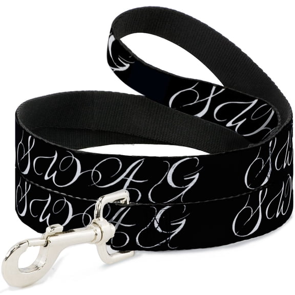 Buckle-Down Pet Leash, Dog Leash, Swag Script Black White, 4 Feet Long 1.0 Inch Wide