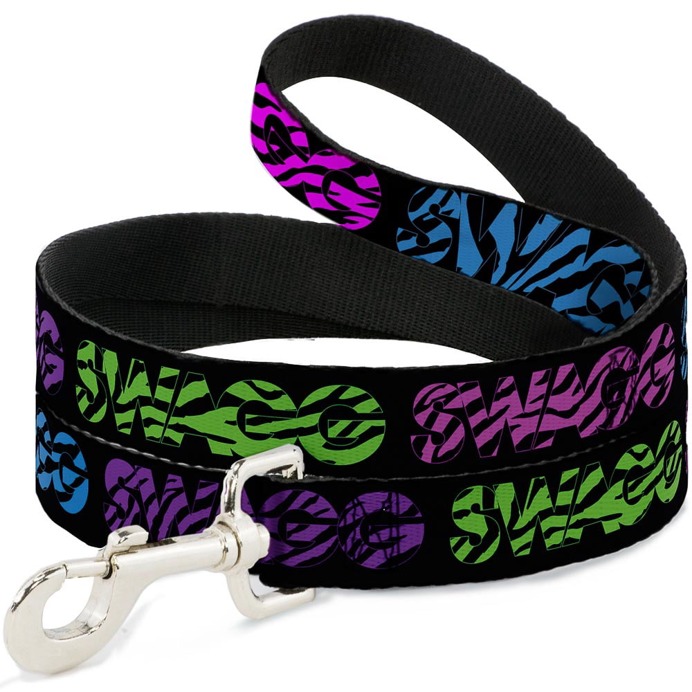 Buckle-Down Pet Leash, Dog Leash, Swagg Black Zebra Multi Neon, 6 Feet Long 1.0 Inch Wide