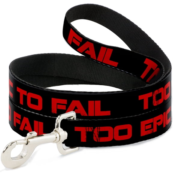 Buckle-Down Pet Leash, Dog Leash, Too Epic to Fail Weathered Black Red, 4 Feet Long 1.0 Inch Wide