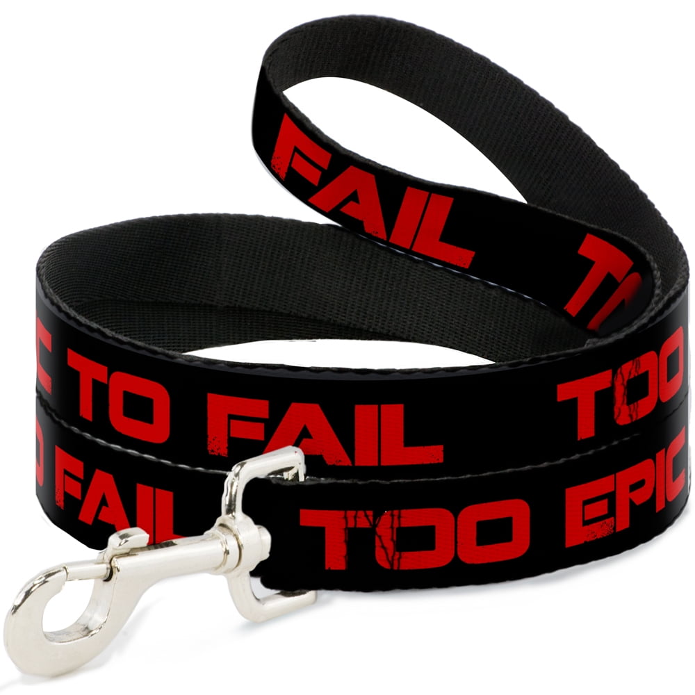 Buckle-Down Pet Leash, Dog Leash, Too Epic to Fail Weathered Black Red, 6 Feet Long 1.0 Inch Wide