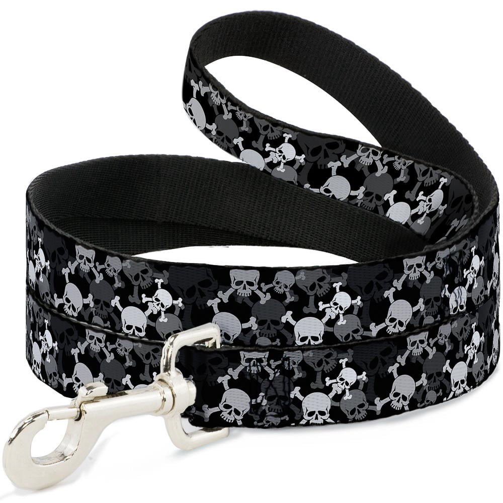 Buckle-Down Pet Leash, Dog Leash, Top Skulls Stacked Black Gray White, 6 Feet Long 1.0 Inch Wide
