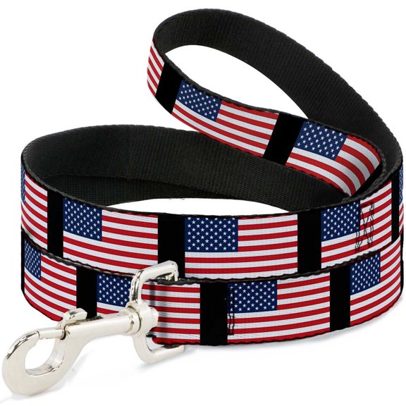 Buckle-Down Pet Leash, Dog Leash, United States Flags, 4 Feet Long 1.0 Inch Wide
