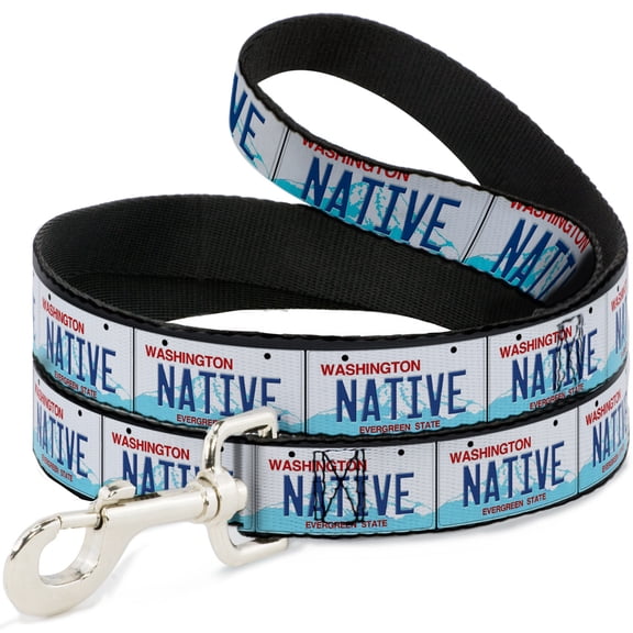 Buckle-Down Pet Leash, Dog Leash, Washington License Plate Native, 4 Feet Long 1.0 Inch Wide