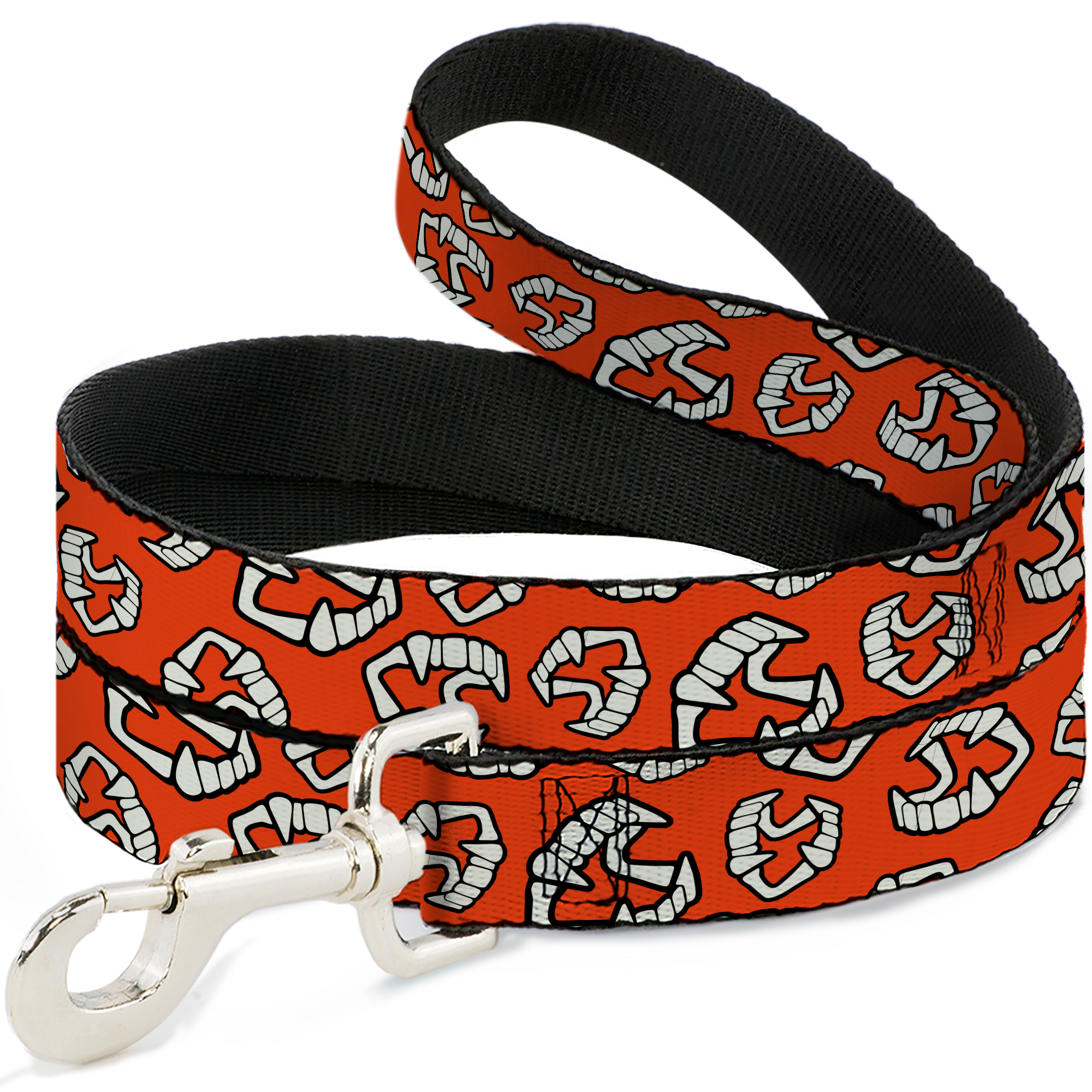 Buckle-Down Pet Leash, Dog Leash, Wax Fangs Scattered Red White, 6 Feet Long 1.0 Inch Wide