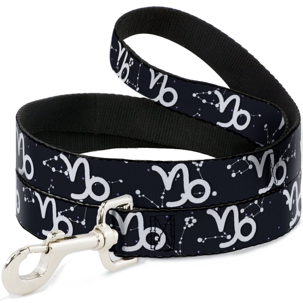 Buckle-Down Pet Leash, Dog Leash, Zodiac Capricorn Symbol Constellations Black White, 6 Feet Long 1.0 Inch Wide
