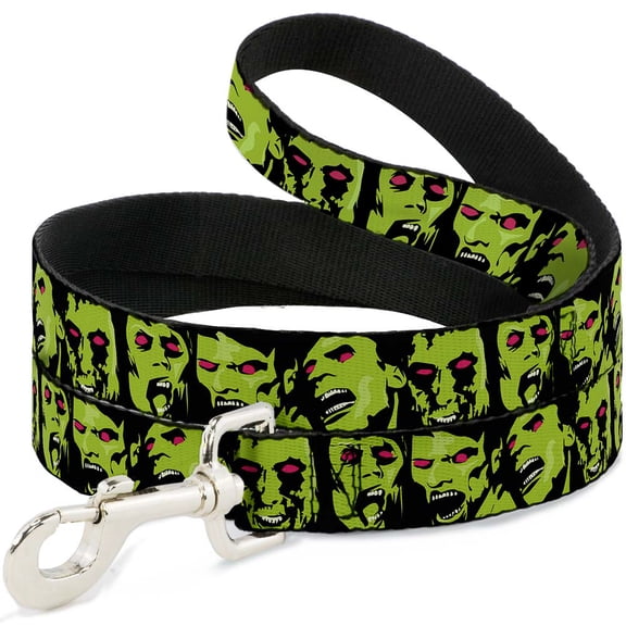 Buckle-Down Pet Leash, Dog Leash, Zombie Expressions Black Green Red, 4 Feet Long 1.0 Inch Wide