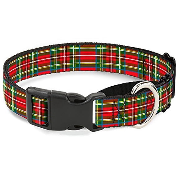 buckle-down plaid black red martingale dog collar