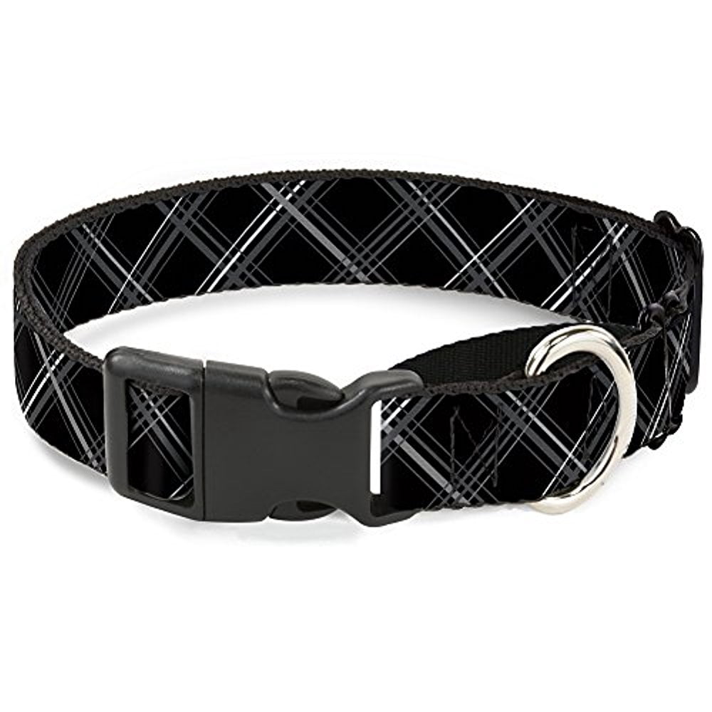 buckle-down plaid black red martingale dog collar