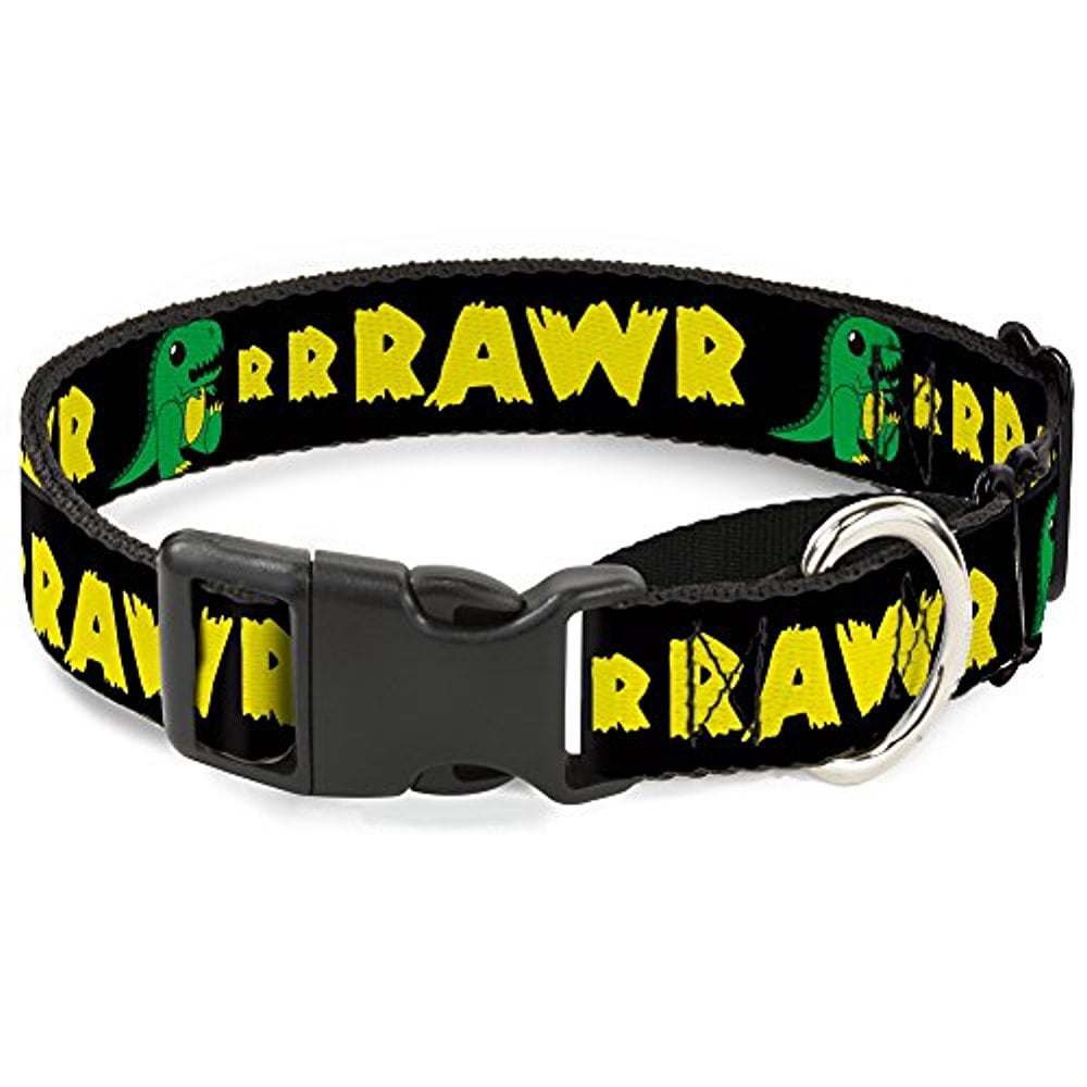 Buckle-Down RRRAWR Dinosaur Black Green Yellow Martingale Dog Collar