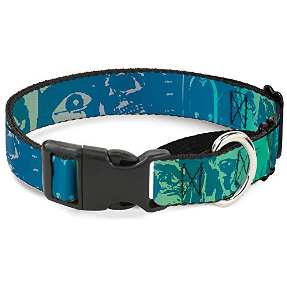 Buckle-Down Retro Monster Aqua Martingale Dog Collar