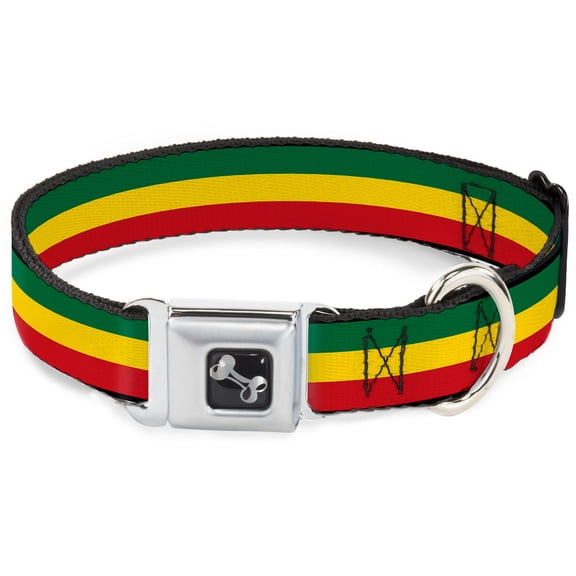 Buckle-Down Pet Collar, Dog Collar Metal Seatbelt Buckle, Rasta, 9.5 to 13 Inches 1.0 Inch Wide